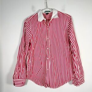 Lauren Ralph Lauren Women’s Size Large 100% Cotton Striped Button-Down Shirt